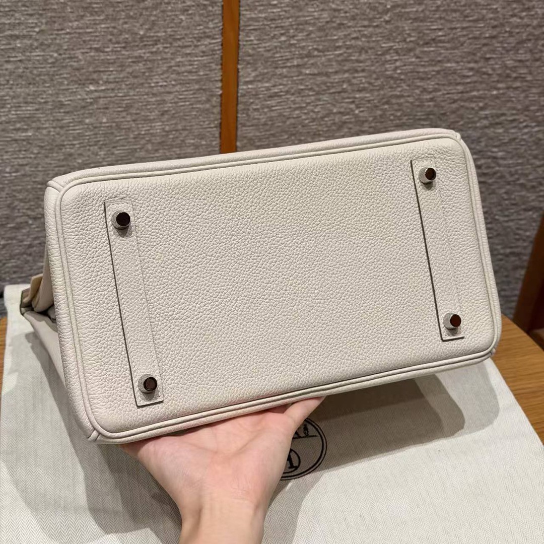 Hermes Birkin 30 Bag Handmade In Togo Calfskin Leather Silver Hardware 10 Craie - Image 17