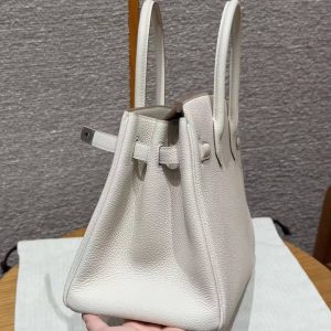 Hermes Birkin 30 Bag Handmade In Togo Calfskin Leather Silver Hardware 10 Craie - Image 10