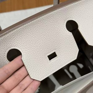 Hermes Birkin 30 Bag Handmade In Togo Calfskin Leather Silver Hardware 10 Craie - Image 8