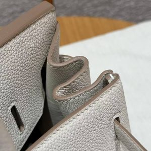 Hermes Birkin 30 Bag Handmade In Togo Calfskin Leather Silver Hardware 10 Craie - Image 7