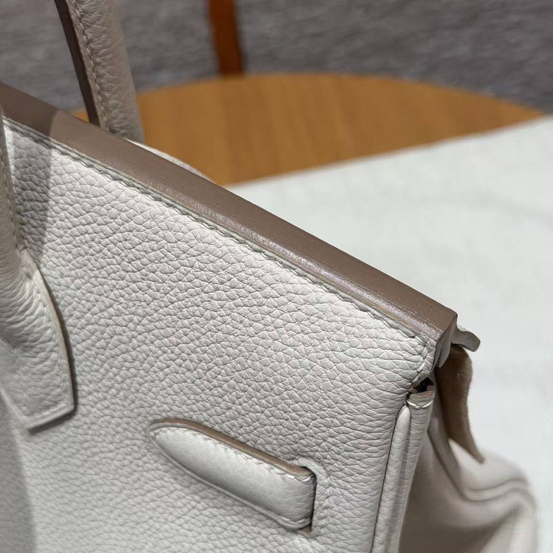 Hermes Birkin 30 Bag Handmade In Togo Calfskin Leather Silver Hardware 10 Craie - Image 6