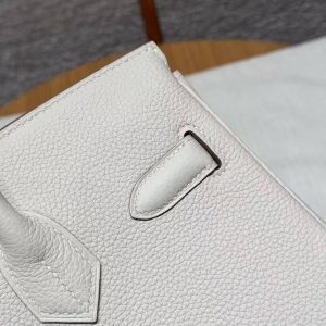 Hermes Birkin 30 Bag Handmade In Togo Calfskin Leather Silver Hardware 10 Craie - Image 5