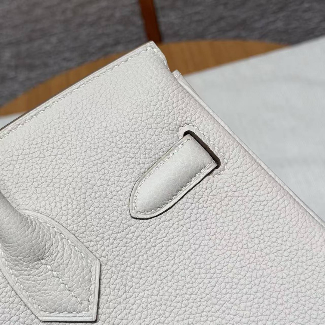 Hermes Birkin 30 Bag Handmade In Togo Calfskin Leather Silver Hardware 10 Craie - Image 5