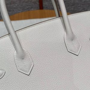 Hermes Birkin 30 Bag Handmade In Togo Calfskin Leather Silver Hardware 10 Craie - Image 4