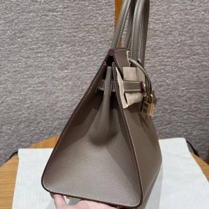 Hermes Birkin 30 Bag Handmade In Epsom Calfskin Leather Gold Hardware 18 Etoupe - Image 14