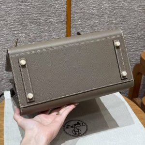Hermes Birkin 30 Bag Handmade In Epsom Calfskin Leather Gold Hardware 18 Etoupe - Image 12
