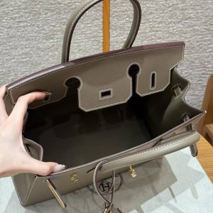 Hermes Birkin 30 Bag Handmade In Epsom Calfskin Leather Gold Hardware 18 Etoupe - Image 11