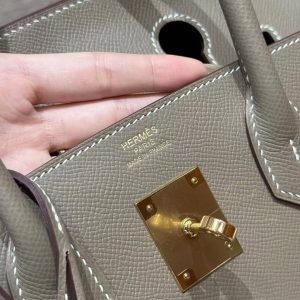 Hermes Birkin 30 Bag Handmade In Epsom Calfskin Leather Gold Hardware 18 Etoupe - Image 10