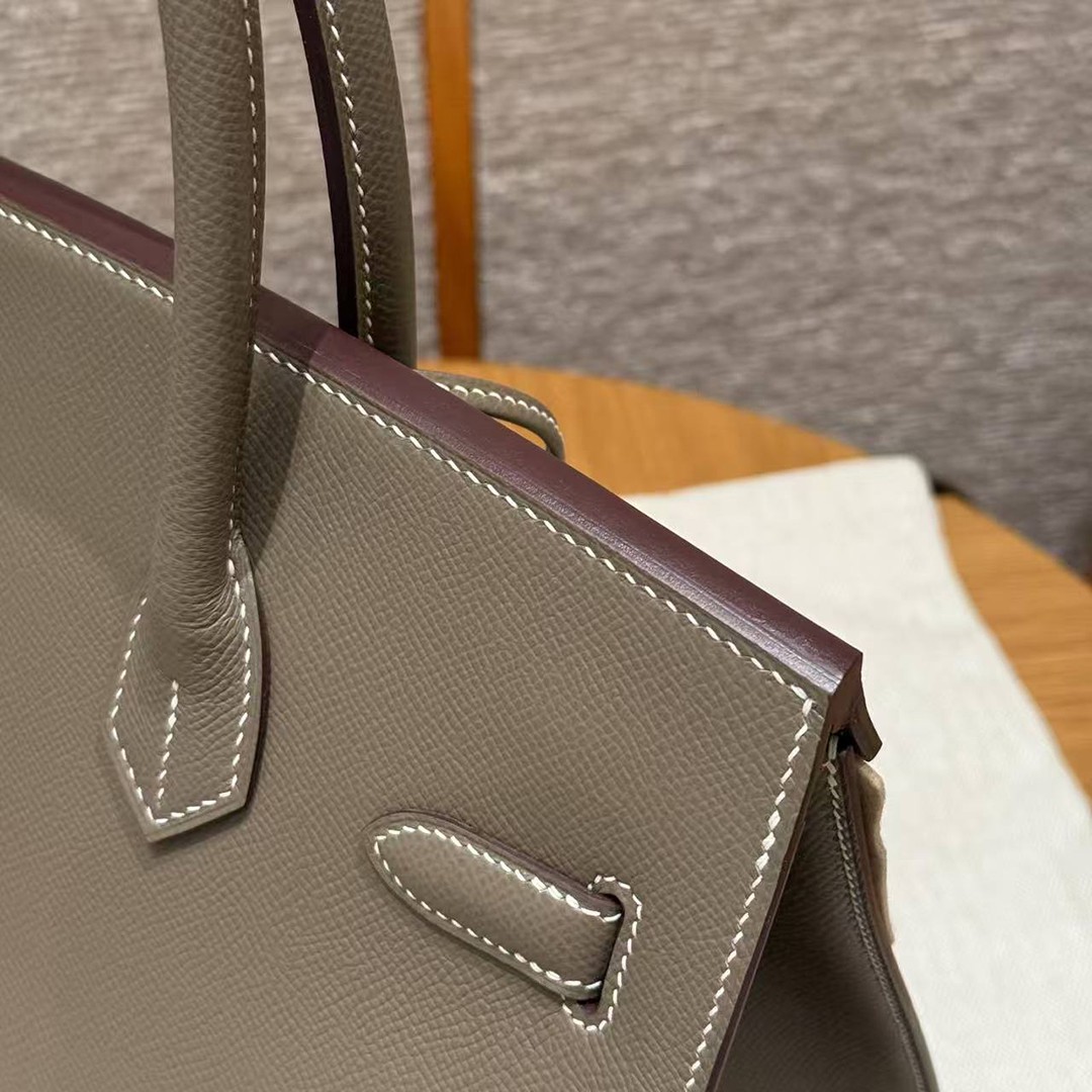 Hermes Birkin 30 Bag Handmade In Epsom Calfskin Leather Gold Hardware 18 Etoupe - Image 6