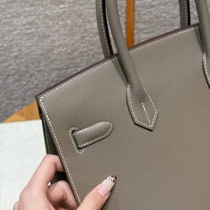 Hermes Birkin 30 Bag Handmade In Epsom Calfskin Leather Gold Hardware 18 Etoupe - Image 5