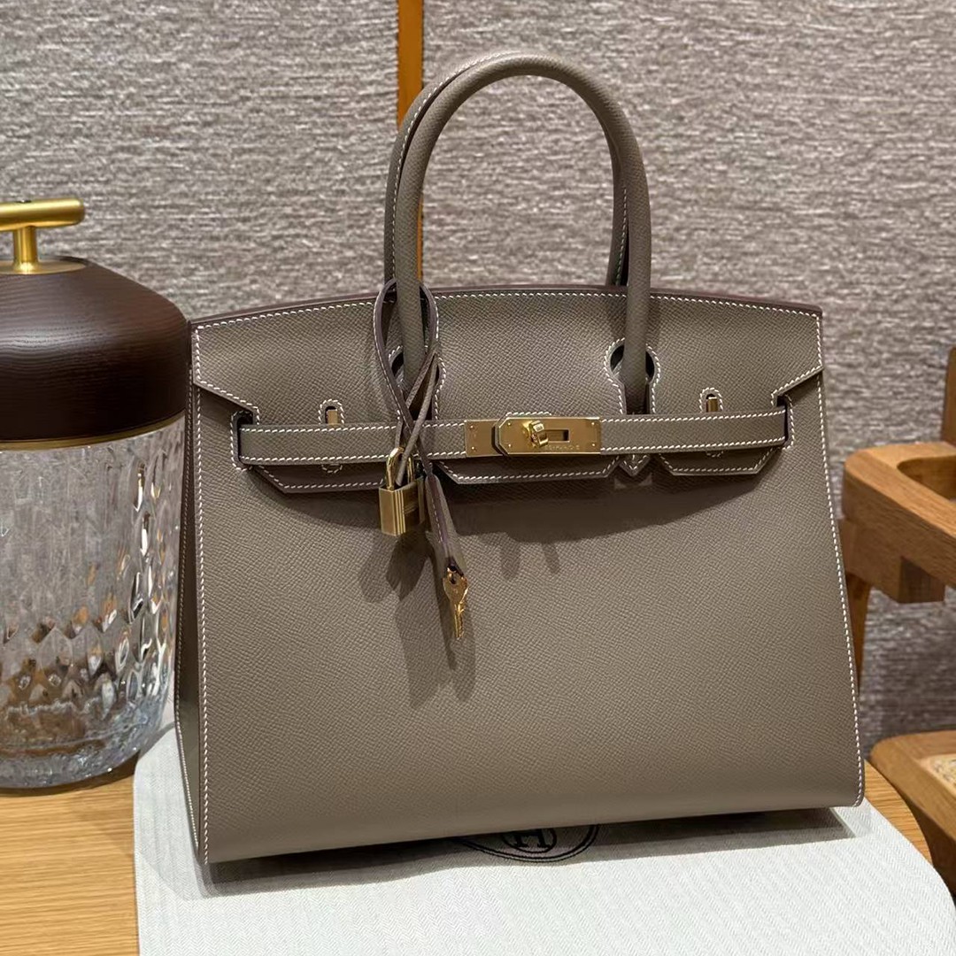 Hermes Birkin 30 Bag Handmade In Epsom Calfskin Leather Gold Hardware 18 Etoupe - Image 4