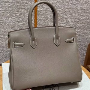 Alternative view of Hermes Birkin 30 Bag Handmade In Epsom Retourne Calfskin Leather Silver Hardware 18 Etoupe