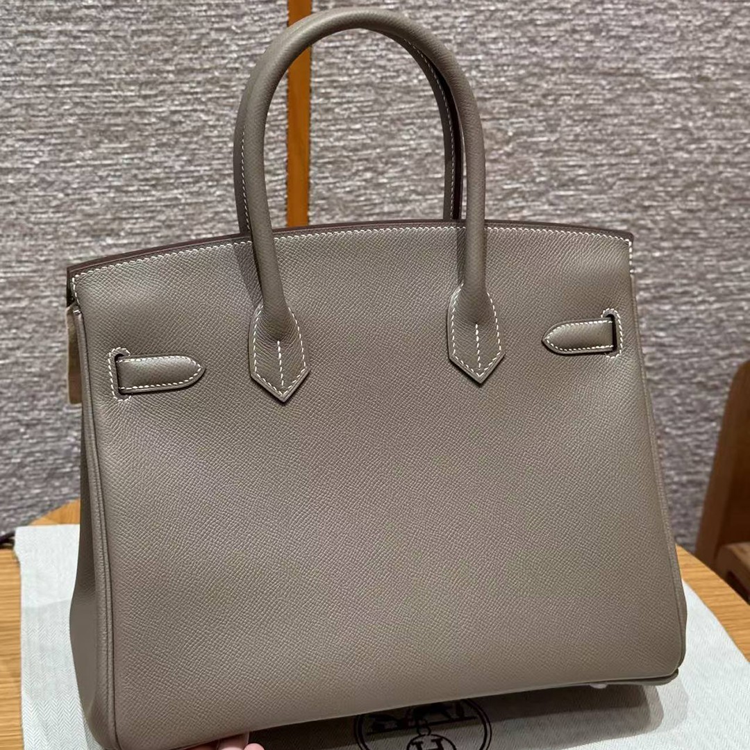 Hermes Birkin 30 Bag Handmade In Epsom Retourne Calfskin Leather Silver Hardware 18 Etoupe - Image 2
