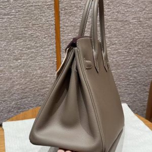 Hermes Birkin 30 Bag Handmade In Epsom Retourne Calfskin Leather Silver Hardware 18 Etoupe - Image 20