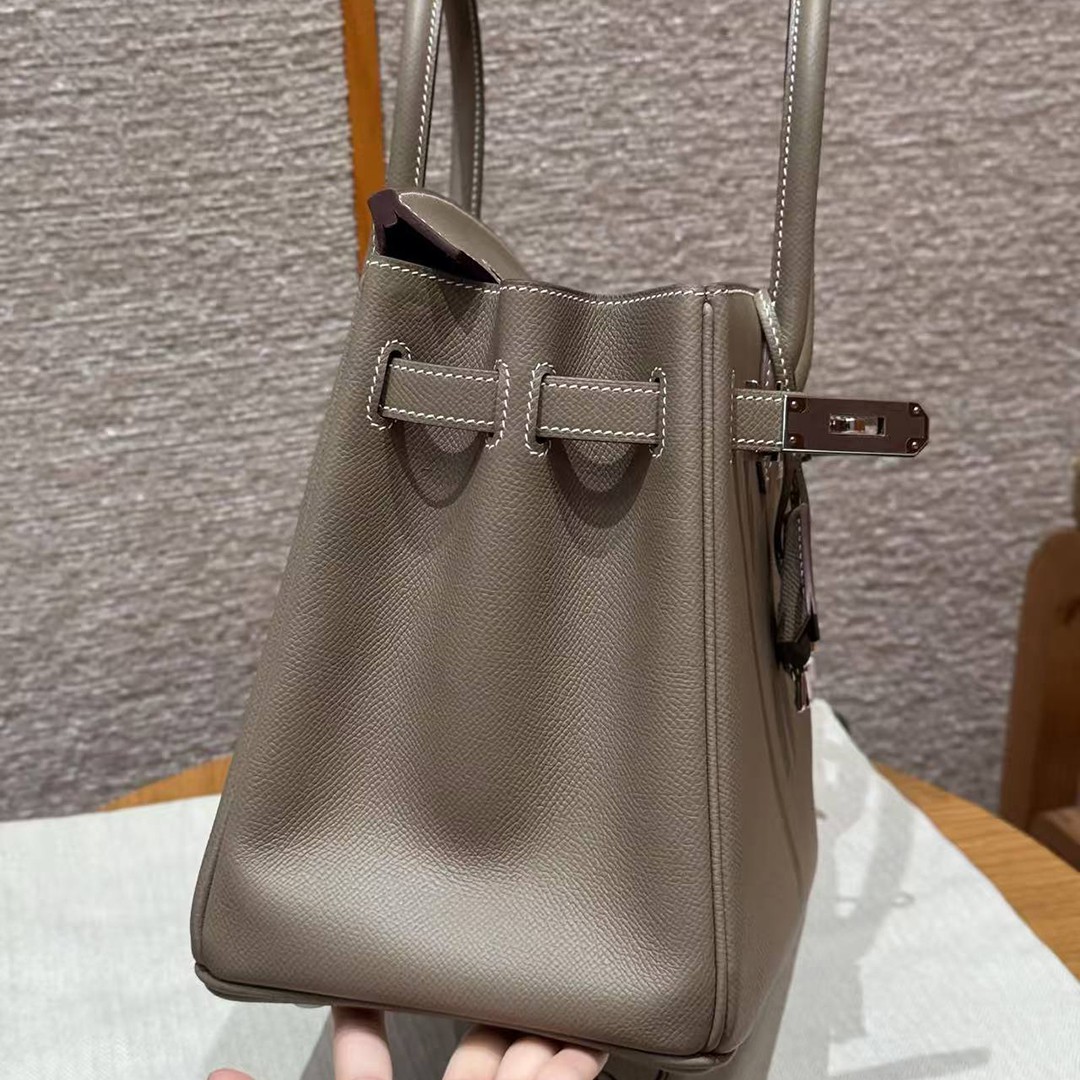 Hermes Birkin 30 Bag Handmade In Epsom Retourne Calfskin Leather Silver Hardware 18 Etoupe - Image 19