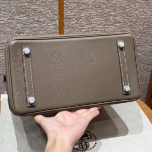 Hermes Birkin 30 Bag Handmade In Epsom Retourne Calfskin Leather Silver Hardware 18 Etoupe - Image 18