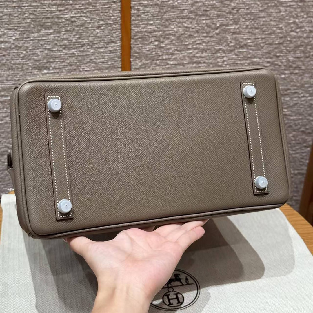 Hermes Birkin 30 Bag Handmade In Epsom Retourne Calfskin Leather Silver Hardware 18 Etoupe - Image 18
