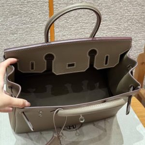 Hermes Birkin 30 Bag Handmade In Epsom Retourne Calfskin Leather Silver Hardware 18 Etoupe - Image 17