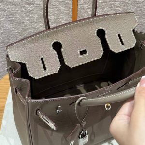Hermes Birkin 30 Bag Handmade In Epsom Retourne Calfskin Leather Silver Hardware 18 Etoupe - Image 11