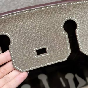 Hermes Birkin 30 Bag Handmade In Epsom Retourne Calfskin Leather Silver Hardware 18 Etoupe - Image 9