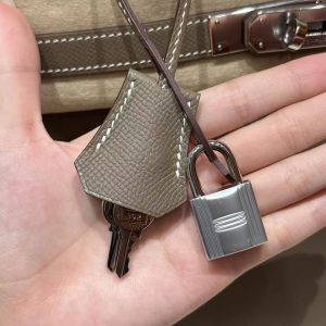 Hermes Birkin 30 Bag Handmade In Epsom Retourne Calfskin Leather Silver Hardware 18 Etoupe - Image 6