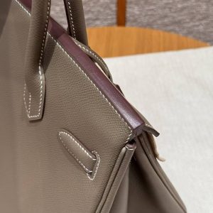 Hermes Birkin 30 Bag Handmade In Epsom Retourne Calfskin Leather Silver Hardware 18 Etoupe - Image 5