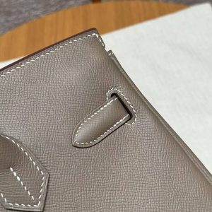Hermes Birkin 30 Bag Handmade In Epsom Retourne Calfskin Leather Silver Hardware 18 Etoupe - Image 4