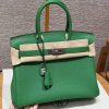 Hermes Birkin 30 Bag Handmade In Togo Calfskin Leather Silver Hardware 1K Bambou