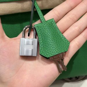 Hermes Birkin 30 Bag Handmade In Togo Calfskin Leather Silver Hardware 1K Bambou - Image 12