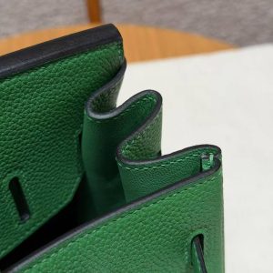 Hermes Birkin 30 Bag Handmade In Togo Calfskin Leather Silver Hardware 1K Bambou - Image 6