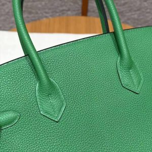 Hermes Birkin 30 Bag Handmade In Togo Calfskin Leather Silver Hardware 1K Bambou - Image 4