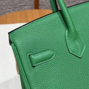 Hermes Birkin 30 Bag Handmade In Togo Calfskin Leather Silver Hardware 1K Bambou - Image 3