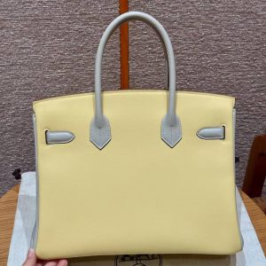 Hermes Birkin 30 Bag Handmade In Swift Calfskin Leather Gold Hardware 1Z Jaune Poussin 80 Girs Perle - Image 18