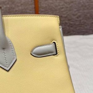 Hermes Birkin 30 Bag Handmade In Swift Calfskin Leather Gold Hardware 1Z Jaune Poussin 80 Girs Perle - Image 15