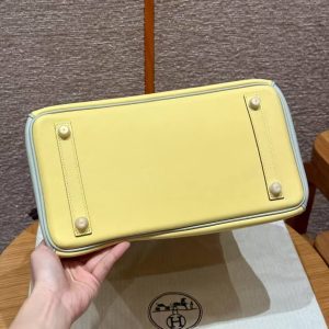 Hermes Birkin 30 Bag Handmade In Swift Calfskin Leather Gold Hardware 1Z Jaune Poussin 80 Girs Perle - Image 14