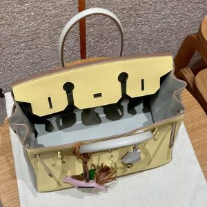 Hermes Birkin 30 Bag Handmade In Swift Calfskin Leather Gold Hardware 1Z Jaune Poussin 80 Girs Perle - Image 10