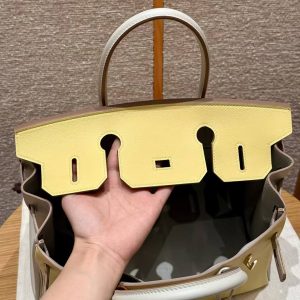 Hermes Birkin 30 Bag Handmade In Swift Calfskin Leather Gold Hardware 1Z Jaune Poussin 80 Girs Perle - Image 8