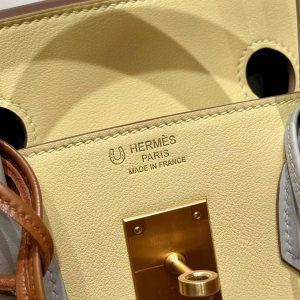 Hermes Birkin 30 Bag Handmade In Swift Calfskin Leather Gold Hardware 1Z Jaune Poussin 80 Girs Perle - Image 6