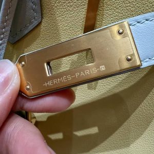 Hermes Birkin 30 Bag Handmade In Swift Calfskin Leather Gold Hardware 1Z Jaune Poussin 80 Girs Perle - Image 4