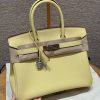 Hermes Birkin 30 Bag Handmade In Epsom Calfskin Leather Silver Hardware 1Z Jaune Poussin