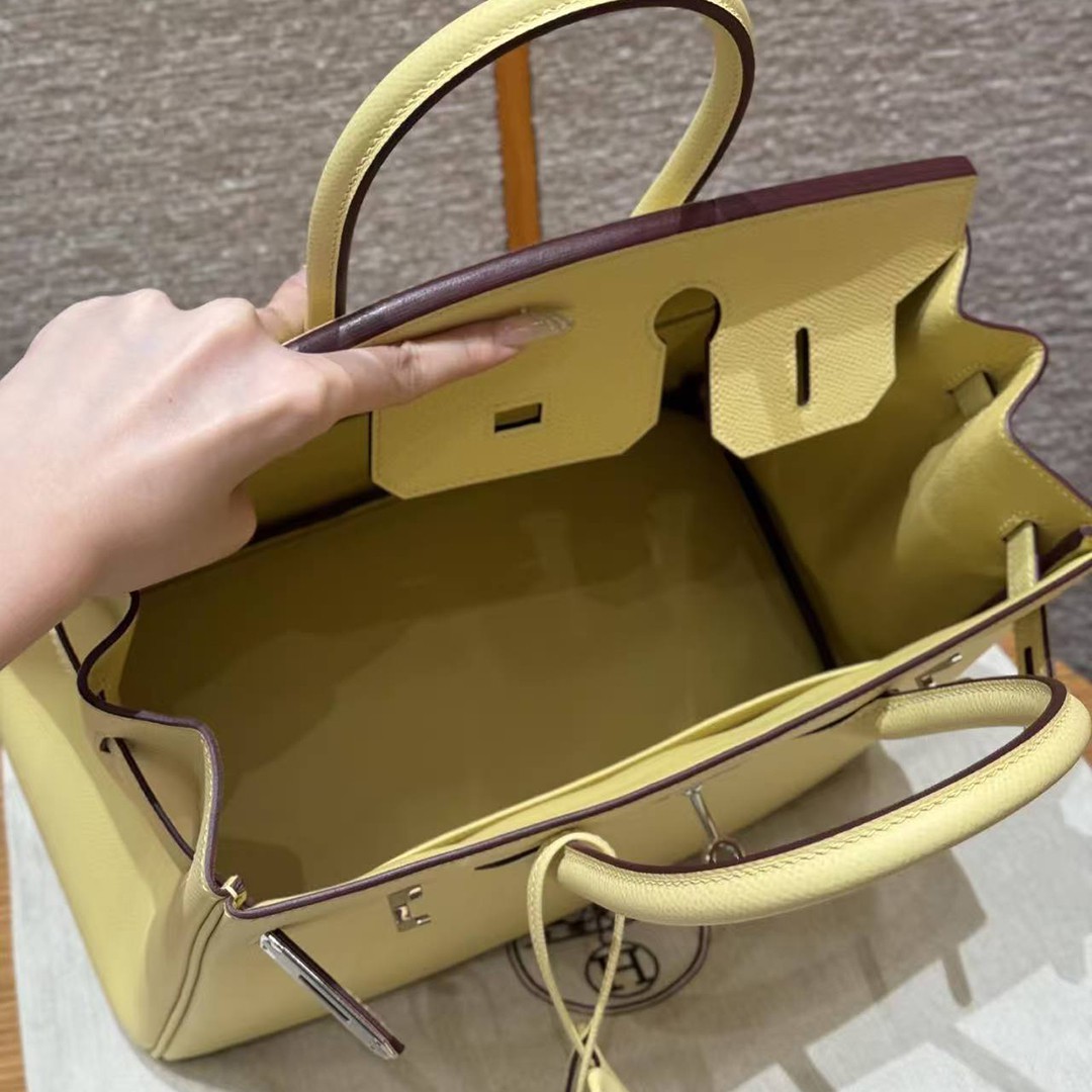 Hermes Birkin 30 Bag Handmade In Epsom Calfskin Leather Silver Hardware 1Z Jaune Poussin - Image 15