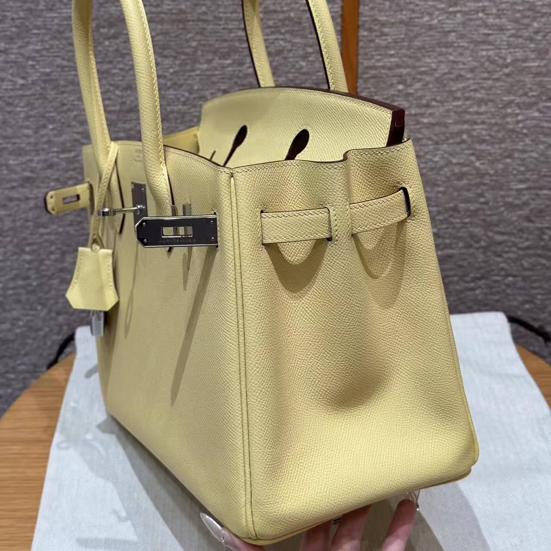 Hermes Birkin 30 Bag Handmade In Epsom Calfskin Leather Silver Hardware 1Z Jaune Poussin - Image 12