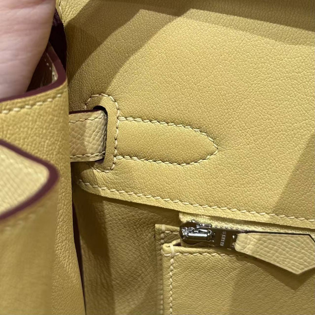 Hermes Birkin 30 Bag Handmade In Epsom Calfskin Leather Silver Hardware 1Z Jaune Poussin - Image 9