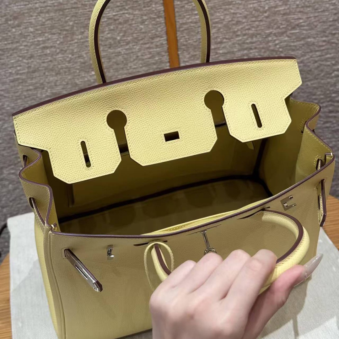 Hermes Birkin 30 Bag Handmade In Epsom Calfskin Leather Silver Hardware 1Z Jaune Poussin - Image 8