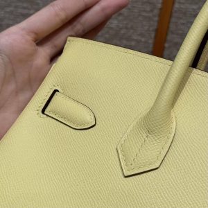 Hermes Birkin 30 Bag Handmade In Epsom Calfskin Leather Silver Hardware 1Z Jaune Poussin - Image 5