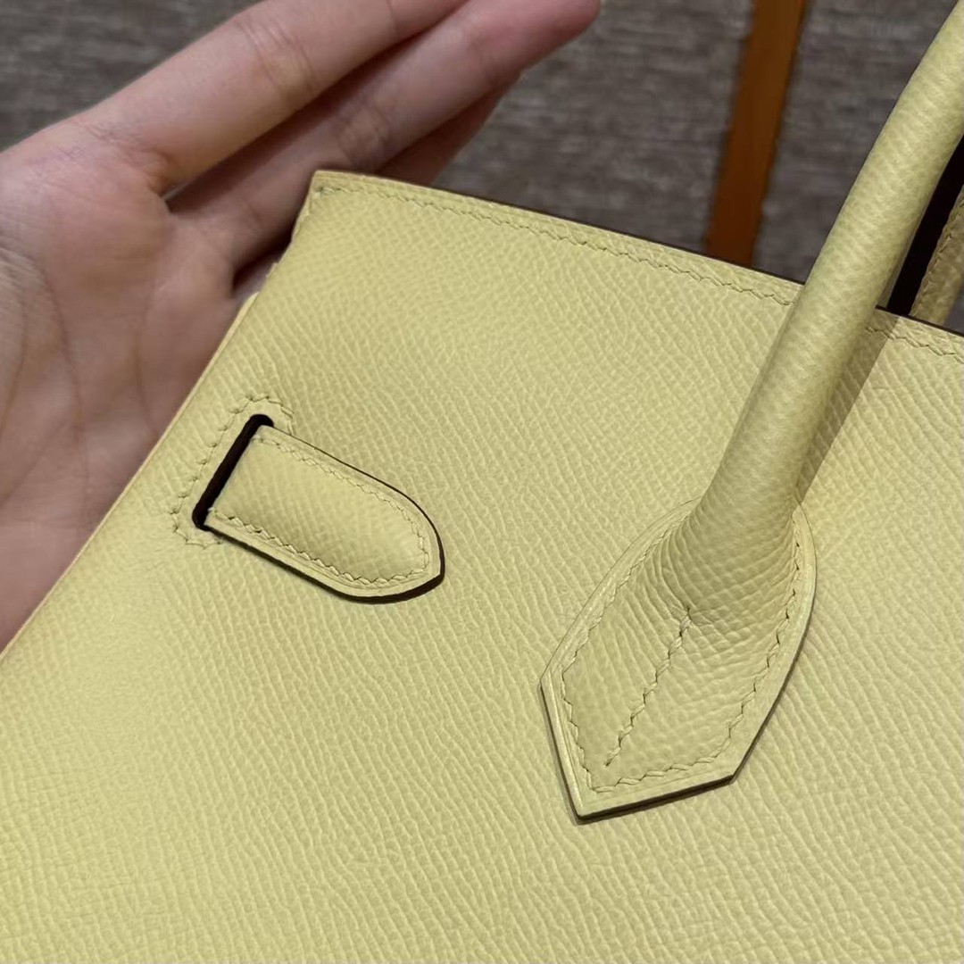 Hermes Birkin 30 Bag Handmade In Epsom Calfskin Leather Silver Hardware 1Z Jaune Poussin - Image 5