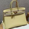 Hermes Birkin 30 Bag Handmade In Togo Calfskin Leather Gold Hardware 1Z Jaune Poussin
