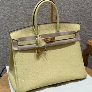 Hermes Birkin 30 Bag Handmade In Togo Calfskin Leather Gold Hardware 1Z Jaune Poussin