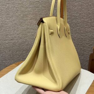 Hermes Birkin 30 Bag Handmade In Togo Calfskin Leather Gold Hardware 1Z Jaune Poussin - Image 26