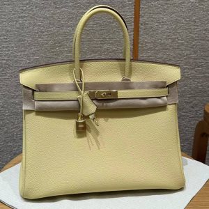 Hermes Birkin 30 Bag Handmade In Togo Calfskin Leather Gold Hardware 1Z Jaune Poussin - Image 20